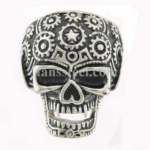 FSR09W72 skull ring sunshine gear head - Click Image to Close